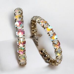 Kendra Scott Dichroic Glass Jolie Hoop Earrings 14K Gold Plated